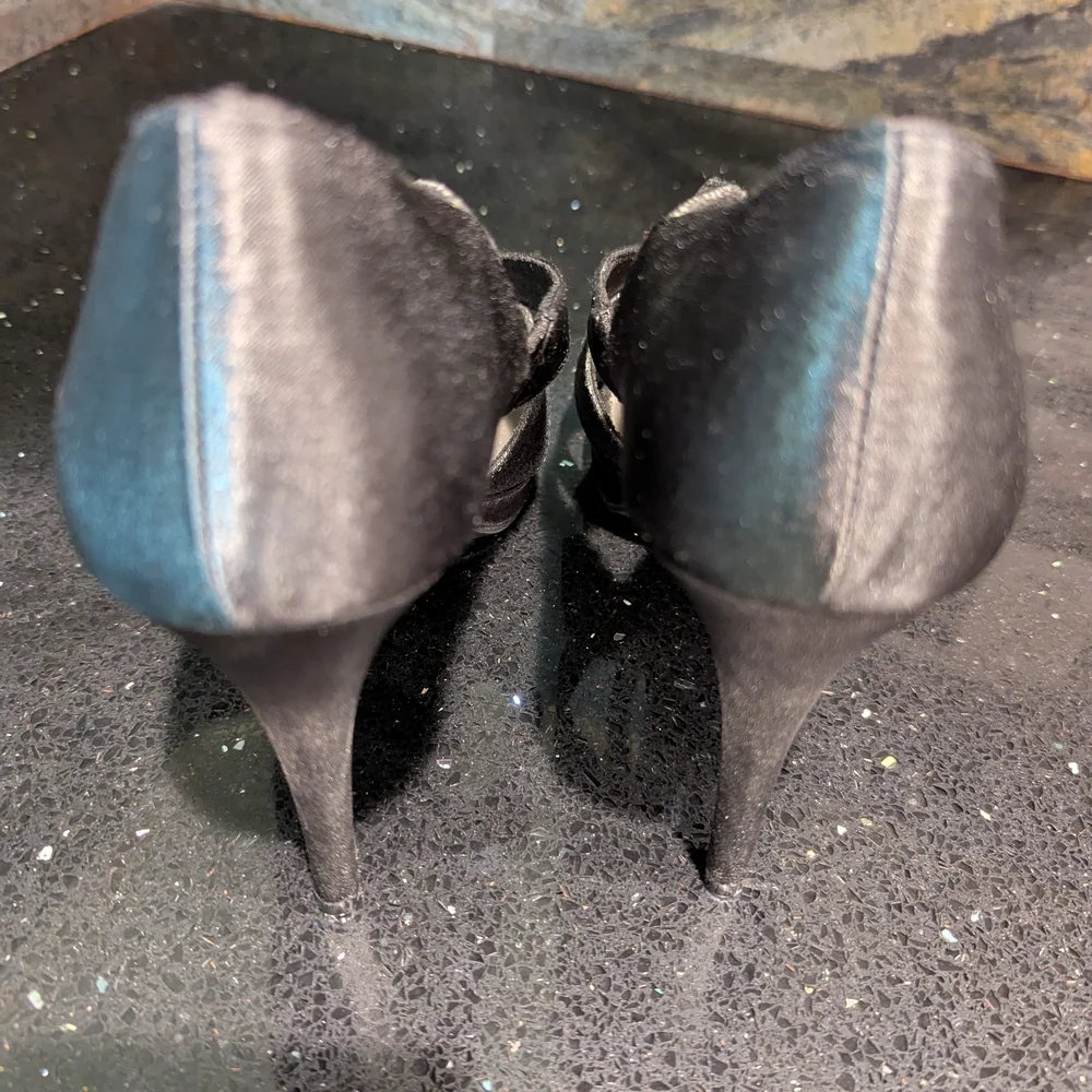 NEW Black Satin Beaded‎ Heels